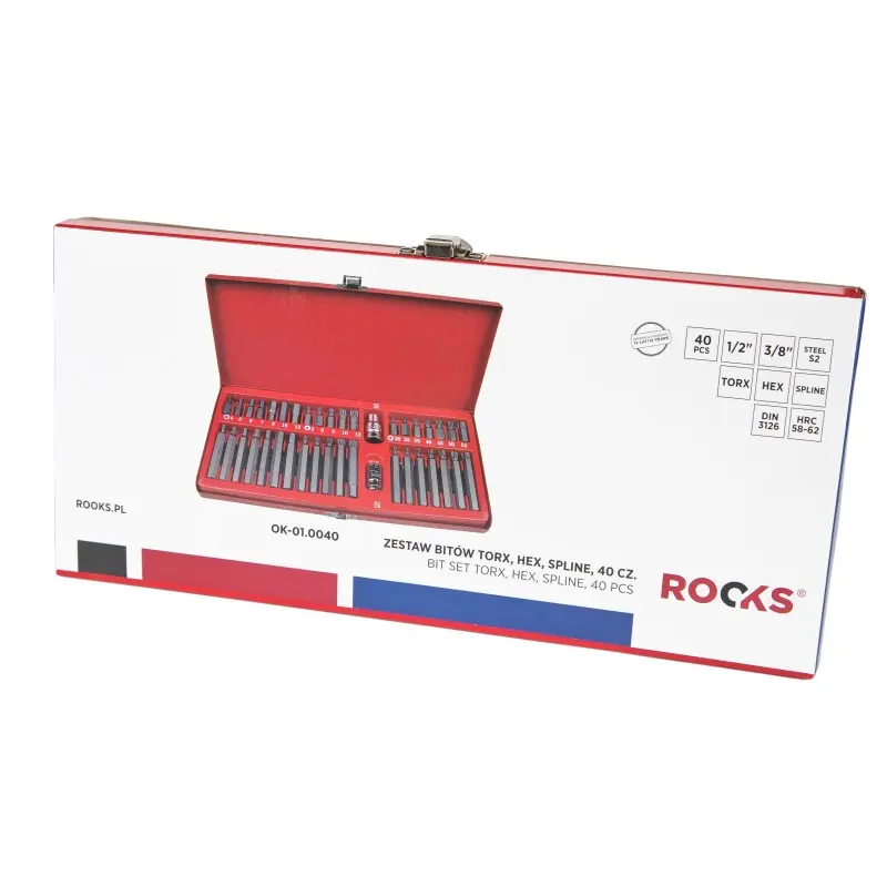 ROOKS Zestaw bitów TORX HEX Spline 40 części OK-01.0040