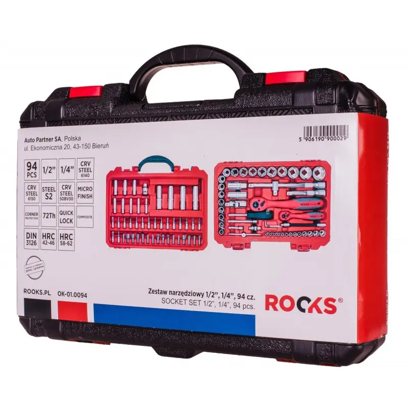ROOKS Zestaw narzędziowy 1/2" 1/4" 94 części OK-01.0094