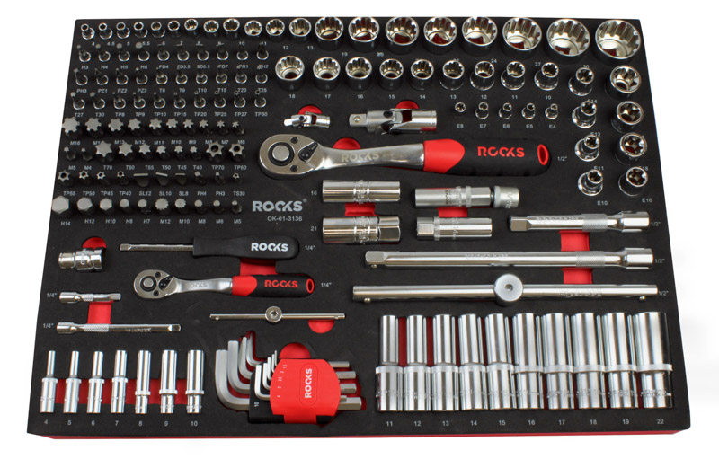 ROOKS Modułowy zestaw narzędziowy STRONG GARAGE 1/2" 1/4" 155 elementów OK-01.3136