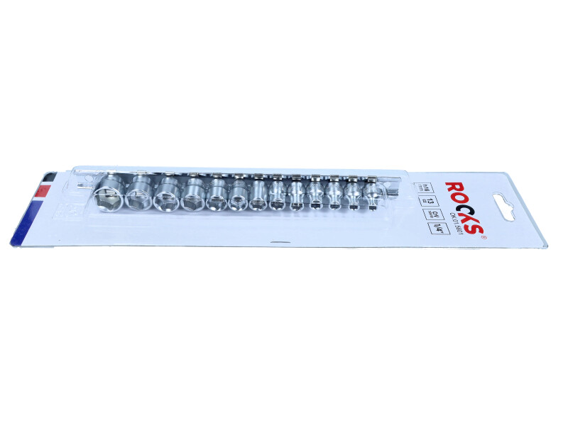ROOKS Zestaw nasadek SLIM na szynie 1/4"  4-14 mm 13 elementów OK-01.5601
