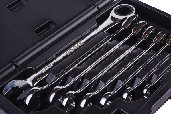 ROOKS Zestaw kluczy płasko-oczkowych z grzechotką 8-19 mm 8 elementów OK-01.6000