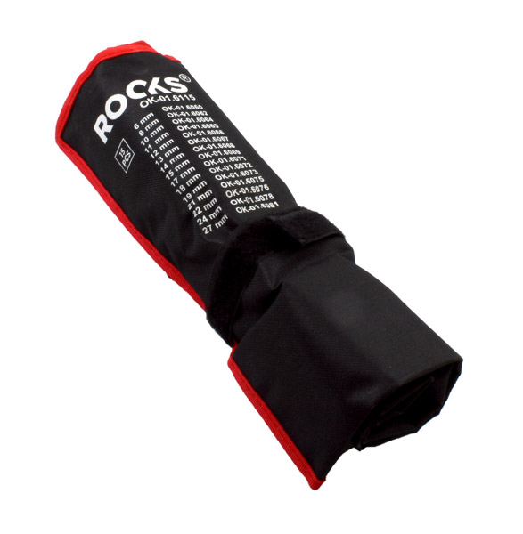 ROOKS Zestaw kluczy płasko-oczkowych w etui 15 części: 6 8 10 11 12 13 14 15 17 18 19 22 21 24 27 OK-01.6115