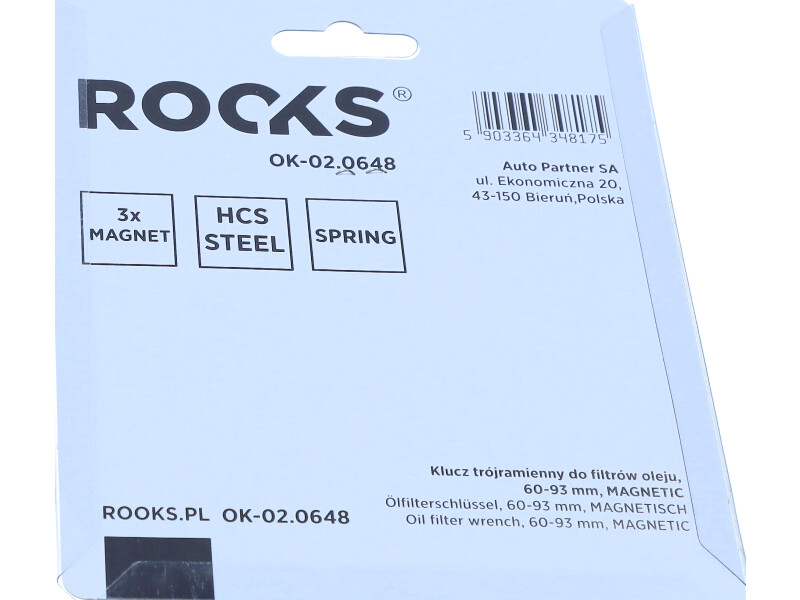 ROOKS Klucz trójramienny do filtrów oleju 60-93 mm MAGNETIC OK-02.0648