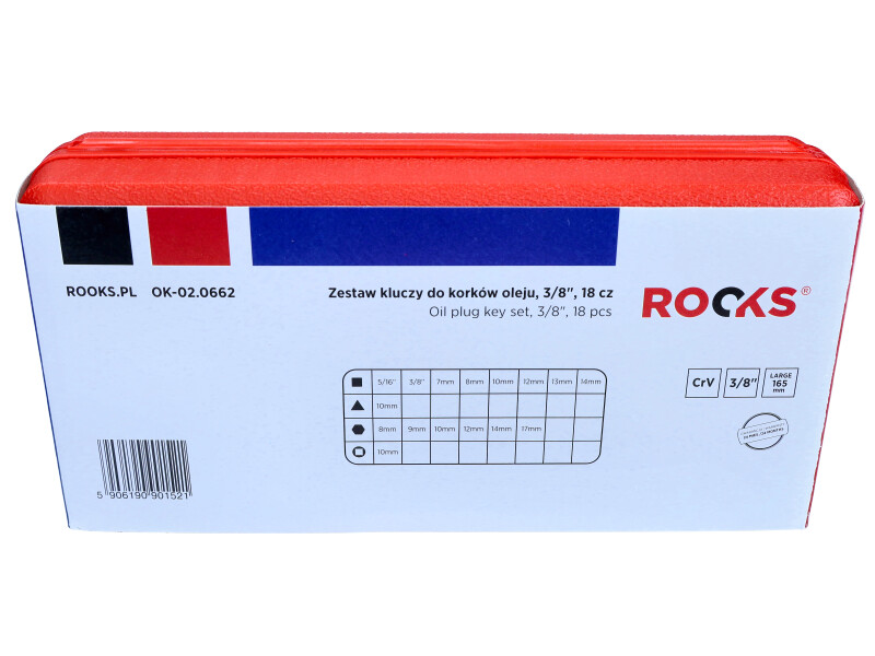 ROOKS Zestaw kluczy do korków oleju 3/8" 18 elementów OK-02.0662