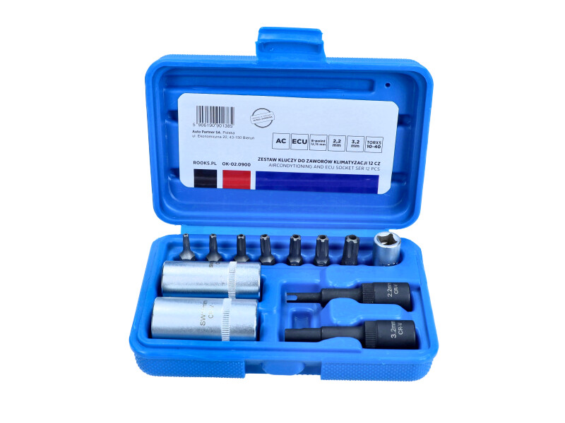 ROOKS Zestaw kluczy do zaworów klimatyzacji 1/4" 12 elementów OK-02.0900