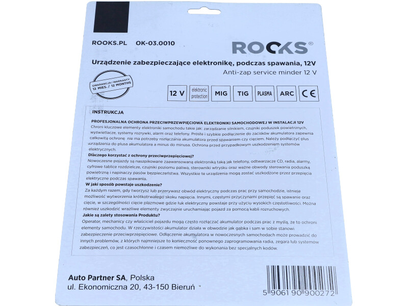 ROOKS Urządzenie zabezpieczające elektronikę podczas spawania 12 V (eliminator przepięć) OK-03.0010