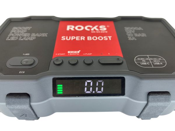 ROOKS Booster urządzenie rozruchowe z kompresorem 12V 1000/2000 A 10 BAR 55,5 Wh OK-03.0019