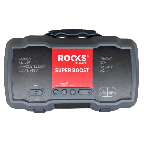 ROOKS Booster urządzenie rozruchowe z kompresorem 12V 1000/2000 A 10 BAR 55,5 Wh OK-03.0019