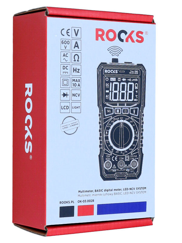 ROOKS Multimetr miernik cyfrowy BASIC LED-NCV SYSTEM OK-03.0028