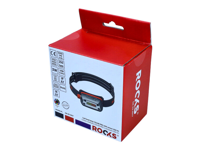 ROOKS Lampa czołówka COLOR PRO z sensorem 300 lm OK-03.3017