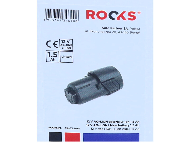 ROOKS 12 V AQ-LION bateria Li-ion 1,5 Ah OK-03.4067