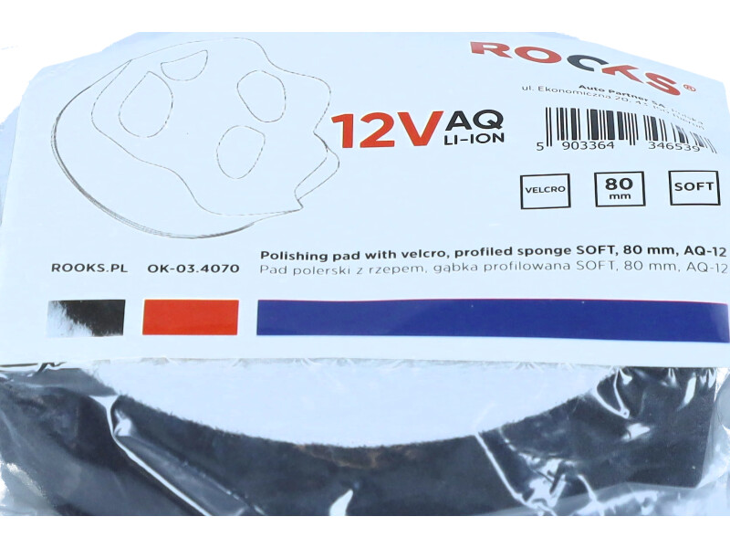 ROOKS 12 V pad polerski z rzepem - gąbka profilowana SOFT 75 mm OK-03.4070