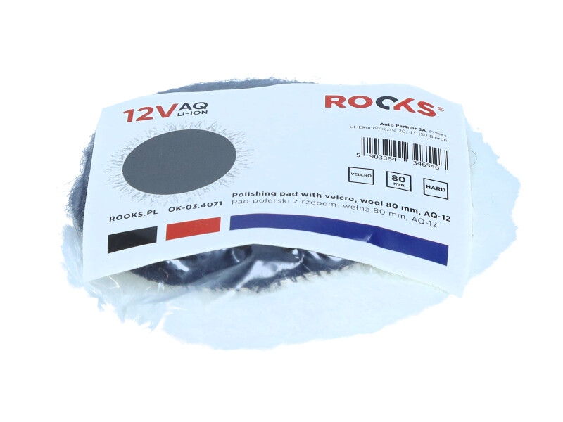 ROOKS 12 V pad polerski z rzepem - wełna 75 mm OK-03.4071