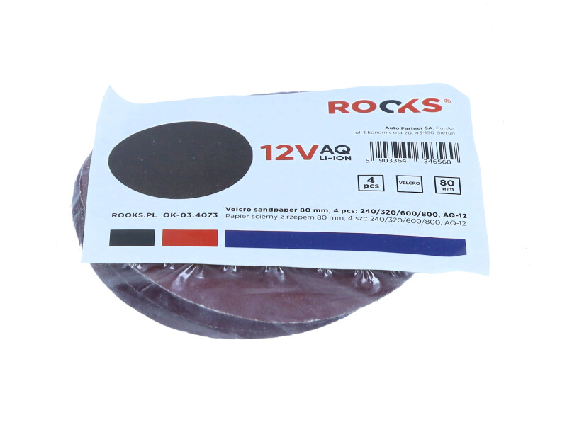 ROOKS 12 V papier ścierny z rzepem 75 mm 3 szt: 240/320/600 OK-03.4073