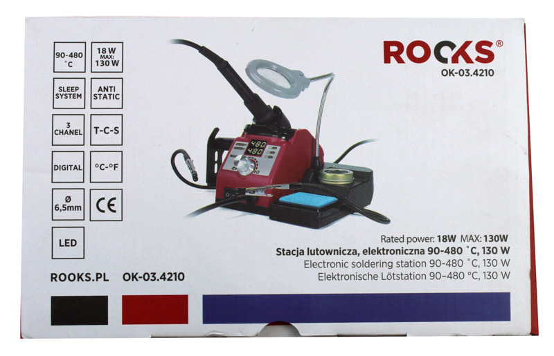ROOKS Stacja lutownicza elektroniczna 90-480 ˚C 130 W OK-03.4210