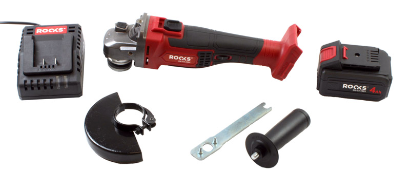 ROOKS 20V AQ-ONE Szlifierka kątowa 125 mm regulacja obrotów 3000-10500 rpm komplet z akumulatorem 4Ah BMC OK-03.4324