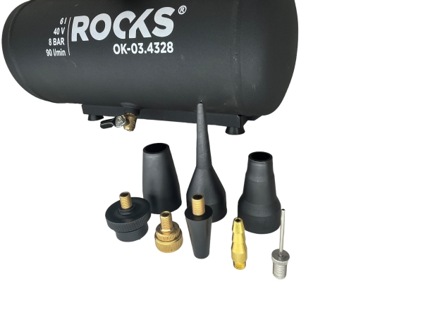 ROOKS 20V AQ-ONE Kompresor 6l 1 kM 8 BAR 36 V kpl. z akumulatorem 2 x 4 Ah OK-03.4328