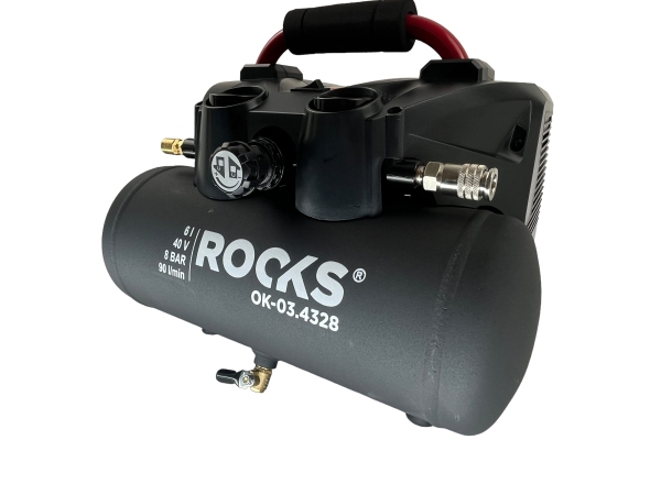 ROOKS 20V AQ-ONE Kompresor 6l 1 kM 8 BAR 36 V kpl. z akumulatorem 2 x 4 Ah OK-03.4328