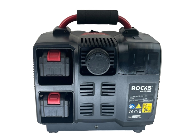 ROOKS 20V AQ-ONE Kompresor 6l 1 kM 8 BAR 36 V kpl. z akumulatorem 2 x 4 Ah OK-03.4328