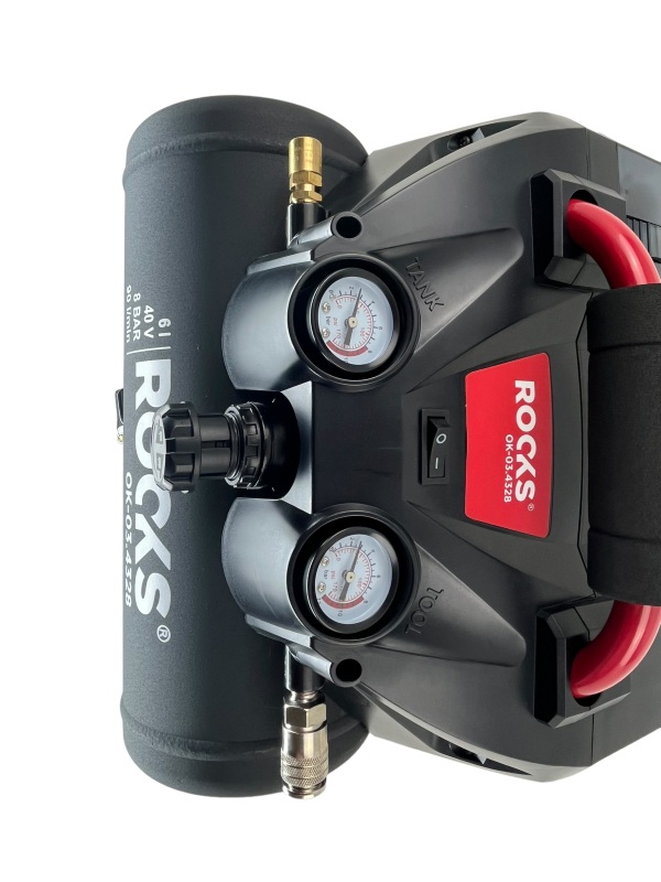 ROOKS 20V AQ-ONE Kompresor 6l 1 kM 8 BAR 36 V kpl. z akumulatorem 2 x 4 Ah OK-03.4328
