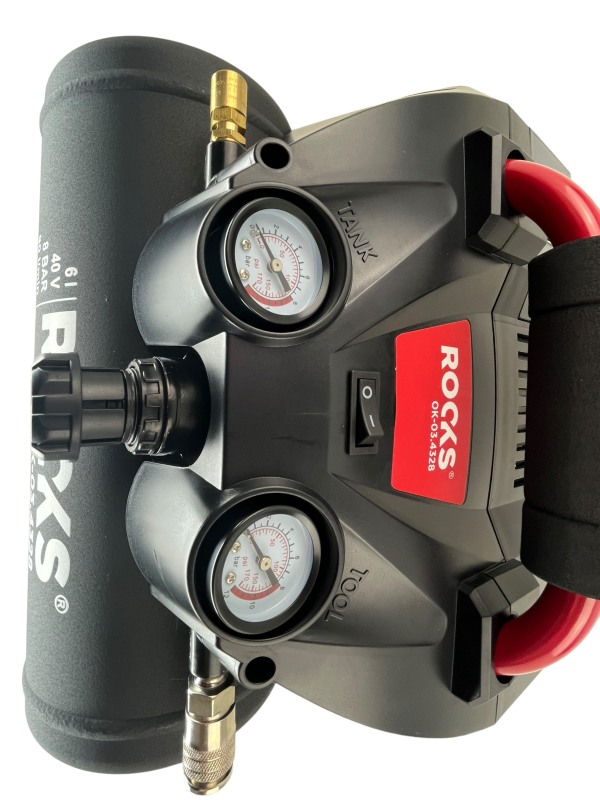 ROOKS 20V AQ-ONE Kompresor 6l 1 kM 8 BAR 36 V kpl. z akumulatorem 2 x 4 Ah OK-03.4328