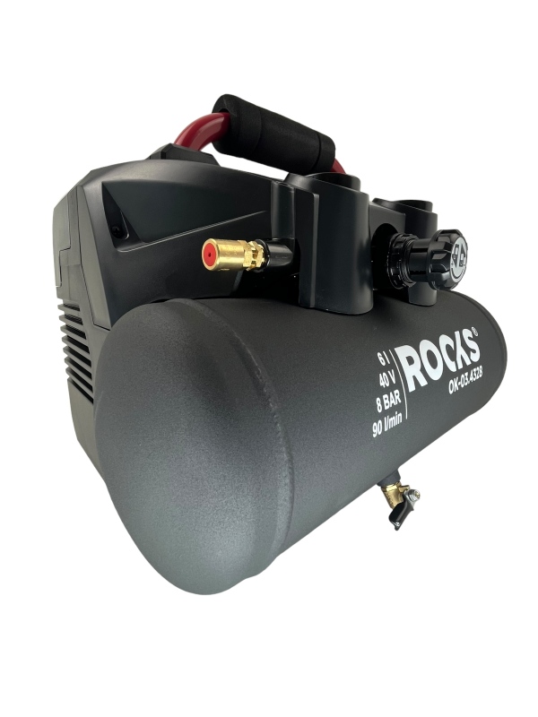 ROOKS 20V AQ-ONE Kompresor 6l 1 kM 8 BAR 36 V kpl. z akumulatorem 2 x 4 Ah OK-03.4328
