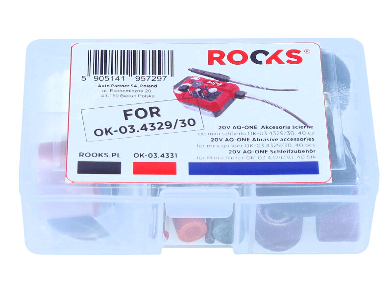 ROOKS 20V AQ-ONE Akcesoria ścierne do mini szlifierki OK-03.4403 40 elementów OK-03.4331