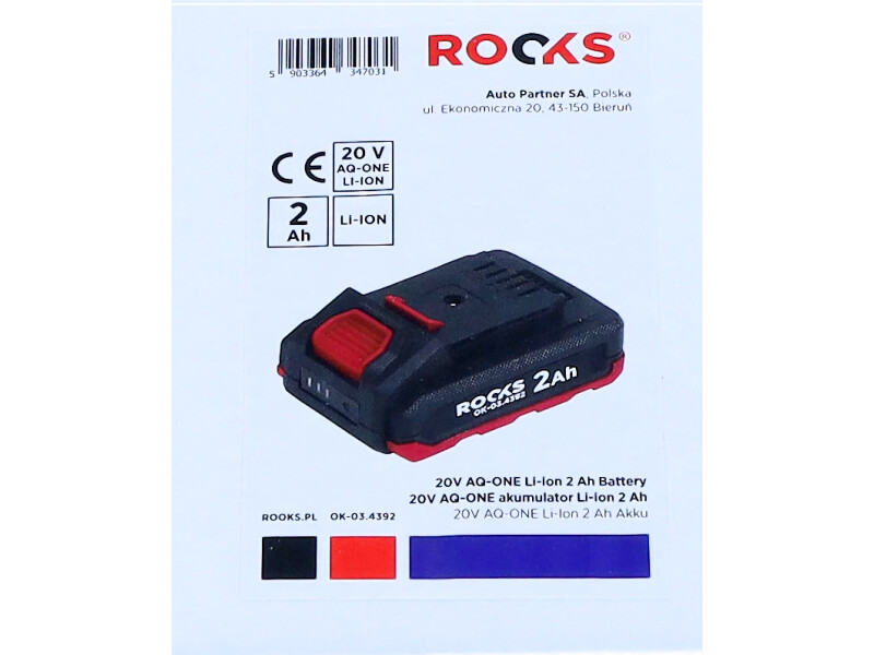 ROOKS 20 V AQ-ONE bateria Li-ion 2 Ah OK-03.4392