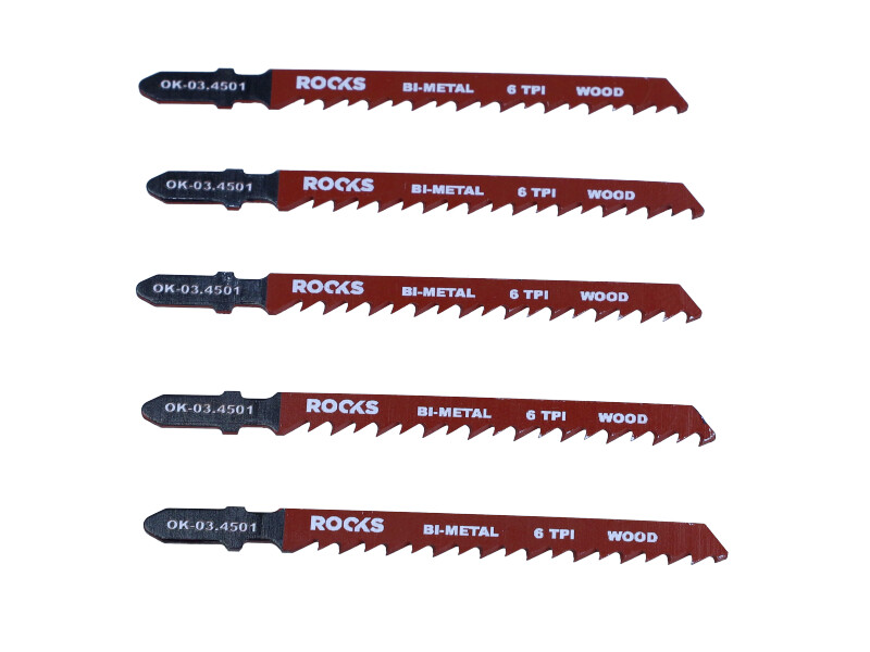 ROOKS Brzeszczot do wyrzynarki Bi-METAL TYP T drewno & kompozyt 6 TPI x 100 mm kpl. 5 szt. OK-03.4501