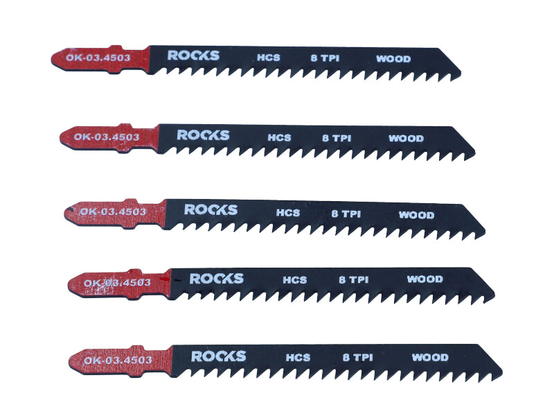 ROOKS Brzeszczot do wyrzynarki HCS, TYP T, drewno, 8 TPI x 100 mm, kpl. 5 szt. OK-03.4503