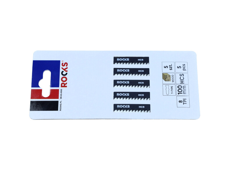ROOKS Brzeszczot do wyrzynarki HCS, TYP T, drewno, 8 TPI x 100 mm, kpl. 5 szt. OK-03.4503