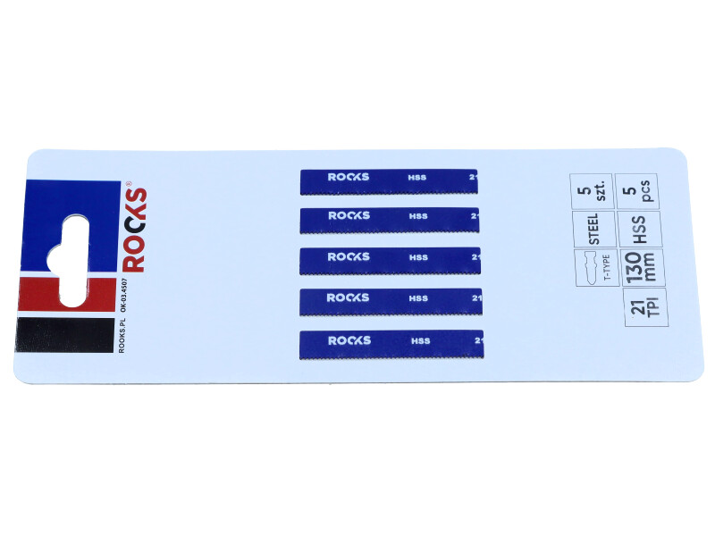 ROOKS Brzeszczot do wyrzynarki HSS TYP T stal 21 TPI x 130 mm kpl. 5 szt. OK-03.4507
