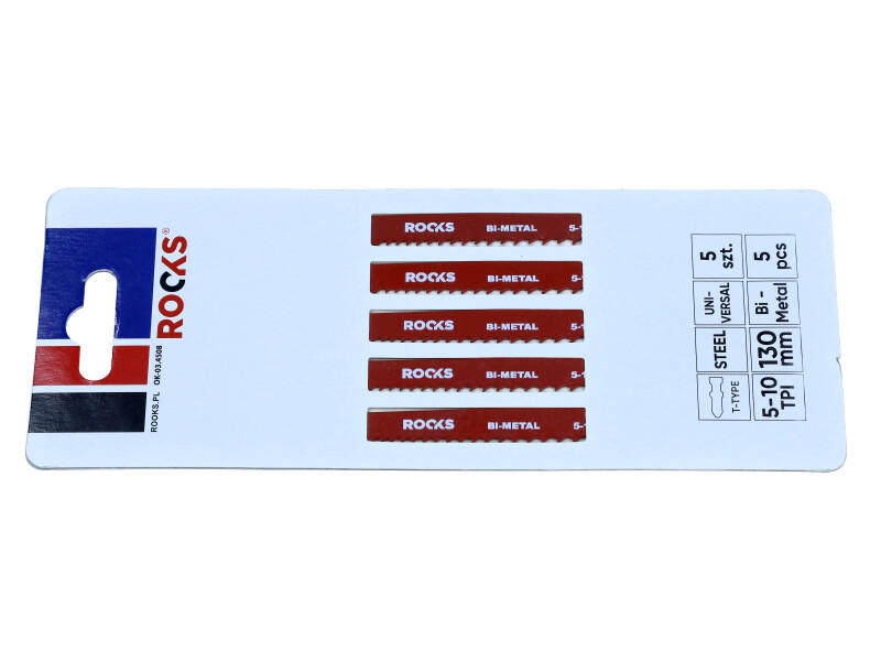 ROOKS Brzeszczot do wyrzynarki Bi-METAL TYP T stal & uniwersalny 5-10 TPI x 100 mm kpl. 5 szt. OK-03.4508