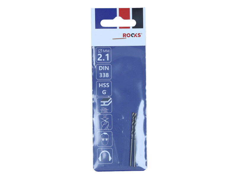ROOKS Wiertło do metalu PRO ∅ 2,1 mm HSS G 900 N/mm2 DIN 338 2 sztuki OK-03.4601