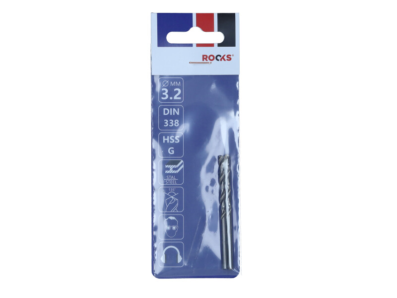 ROOKS Wiertło do metalu PRO ∅ 3,2 mm HSS G 900 N/mm2 DIN 338 2 sztuki OK-03.4605