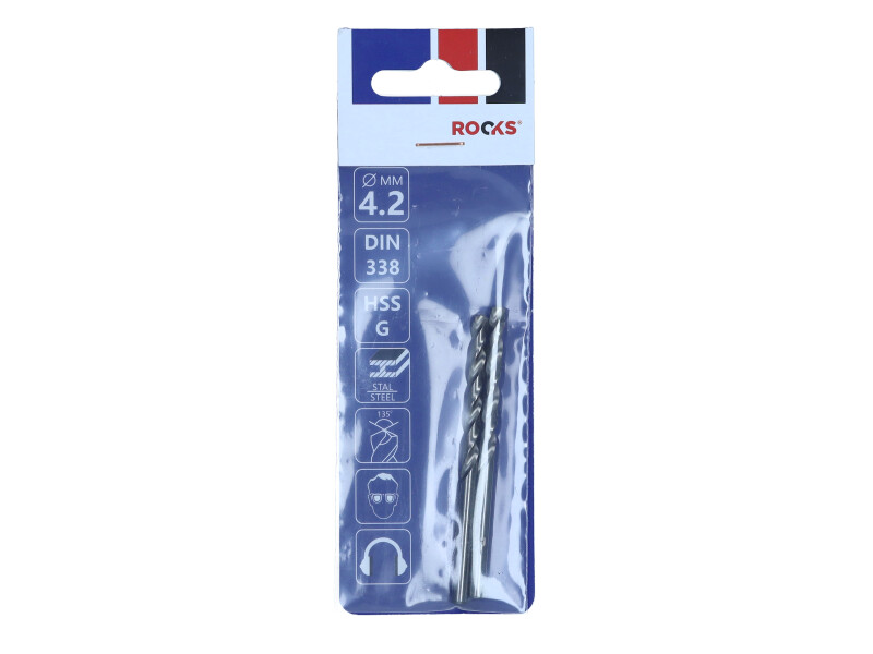 ROOKS Wiertło do metalu PRO ∅ 4,2 mm HSS G 900 N/mm2 DIN 338 2 sztuki OK-03.4610