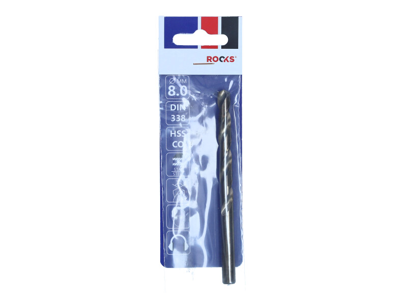 ROOKS Wiertło do metalu STRONG ∅ 8,0 mm HSS Co 1000 N/mm2 DIN 338 OK-03.4634