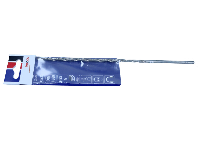 ROOKS Wiertło do metalu XXL ∅ 4,0 x 220 mm HSS G 900 N/mm2 DIN 1869 OK-03.4640