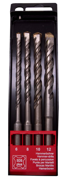 ROOKS Wiertła do betonu SDS-Plus 160 mm komplet 4 elementy 6 mm 8 mm 10 mm 12 mm OK-03.4653