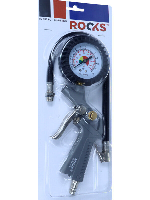 ROOKS Pistolet do pompowania z manometrem 10 bar OK-04.1136