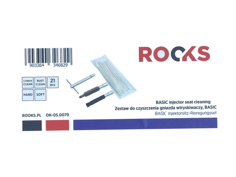 ROOKS Zestaw do czyszczenia gniazda wtryskiwaczy BASIC pałeczki do czyszczenia 21 elementów OK-05.0079