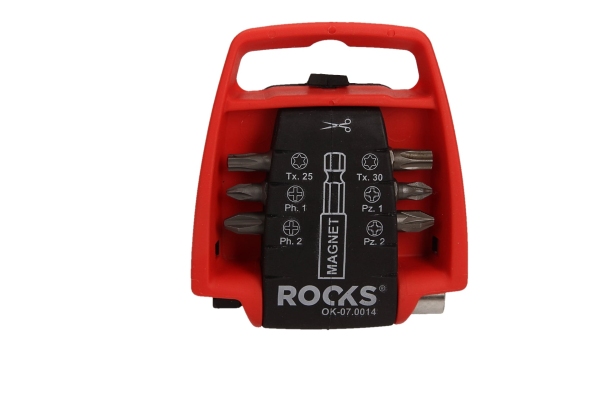 ROOKS BIT POCKET zestaw bitów z uchwytem magnetycznym MIX T25 T30 PH1 PH2 PZ1 PZ2 komplet 7 elementów CrVMoSi OK-07.0014