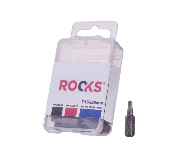 ROOKS Bit do wkrętarki 1/4" x 25 mm x T15 udarowy CrVMoSi kpl. 10 szt. OK-07.0016