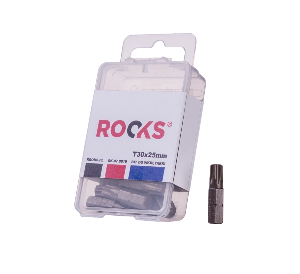 ROOKS Bit do wkrętarki 1/4" x 25 mm x T30 udarowy CrVMoSi kpl. 10 szt. OK-07.0019
