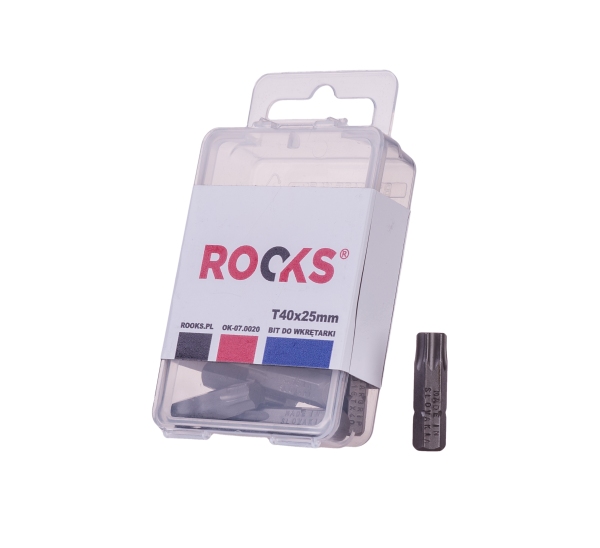 ROOKS Bit do wkrętarki 1/4" x 25 mm x T40 udarowy CrVMoSi kpl. 10 szt. OK-07.0020