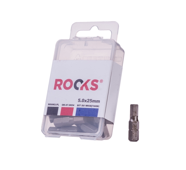 ROOKS Bit do wkrętarki 1/4" x 25 mm x  HEX 5 udarowy CrVMoSi kpl. 10 szt. OK-07.0024