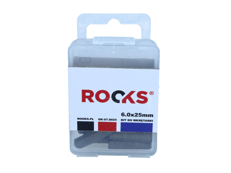 ROOKS Bit do wkrętarki 1/4" x 25 mm x  HEX 6 udarowy CrVMoSi kpl. 10 szt. OK-07.0025