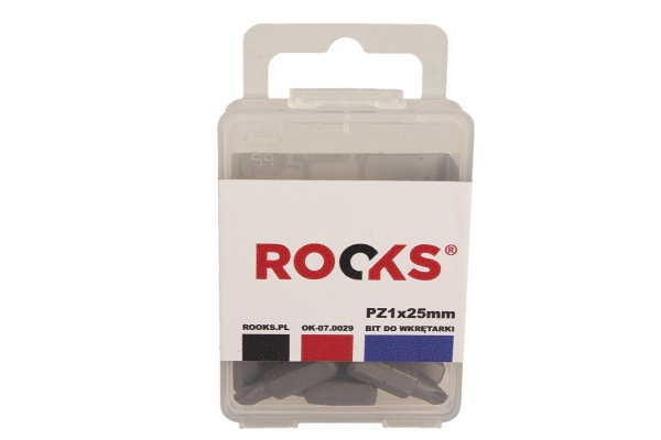 ROOKS Bit do wkrętarki 1/4" x 25 mm x PZ1 udarowy CrVMoSi kpl. 10 szt. OK-07.0029