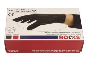 ROOKS OK-09.0002 Rękawice nitrylowe GARAGE BLACK L komplet 100 sztuk
