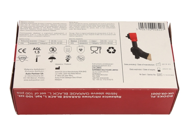 ROOKS Rękawice nitrylowe GARAGE BLACK L komplet 100 sztuk OK-09.0002